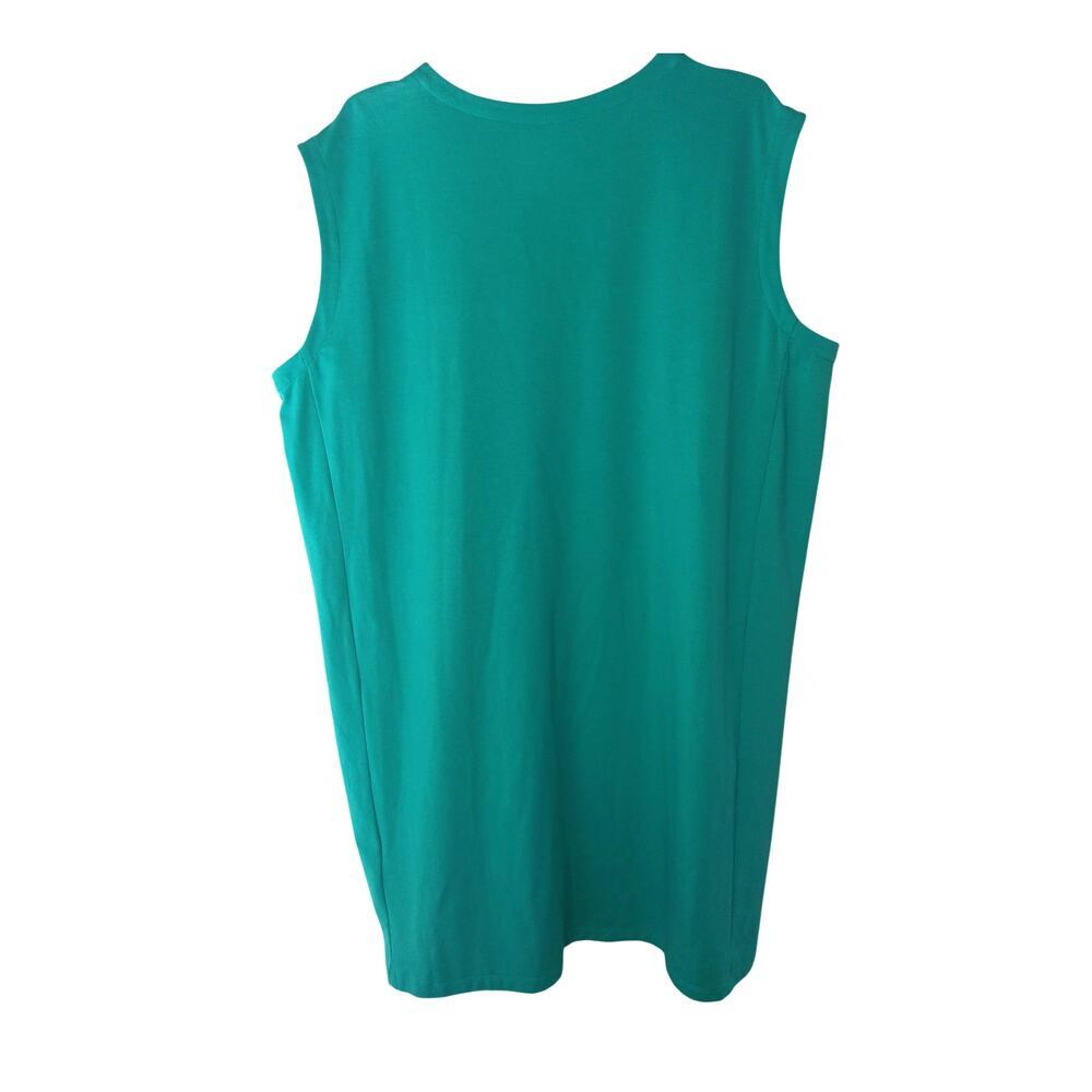 New with Tags Eileen Fisher Pima Cotton Stretch Dress Green Teal 1X Knee Length - Picture 4 of 13